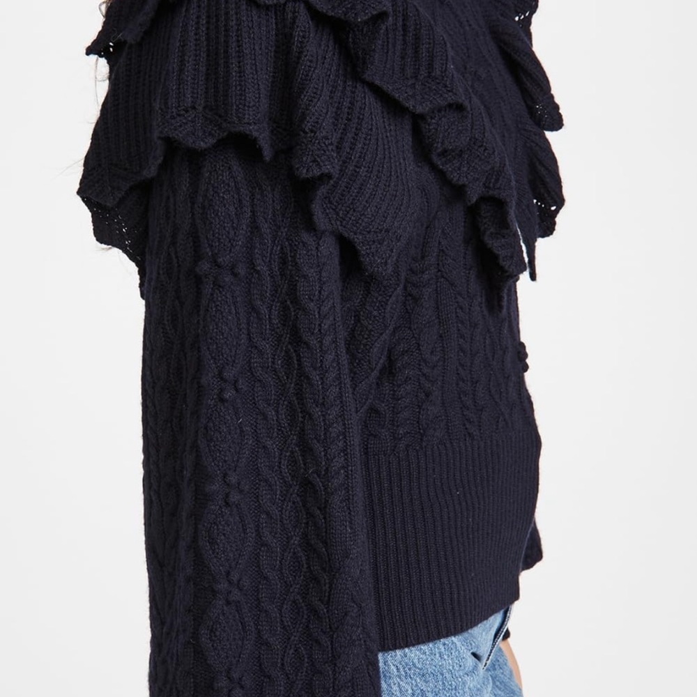 Autumn Cashmere Victorian Cable Knit Ruffled Sweatee - Picture 13 of 16